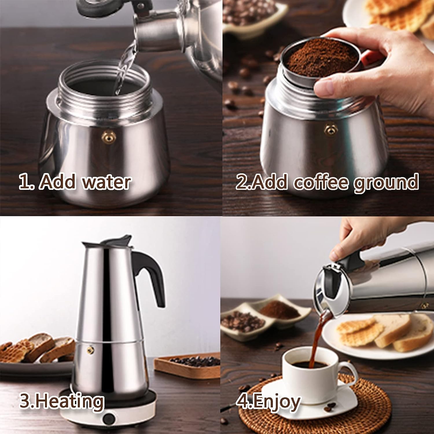 4/6/9 tazas Moka Pot Caffe Taz - Coffee Equipment Wdt reseña y precio